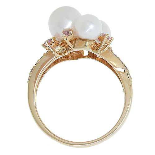 Pearl and Pink Sapphire Ring PS0.85 / K18 Pink Gold PG