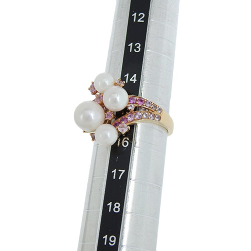 Pearl and Pink Sapphire Ring PS0.85 / K18 Pink Gold PG