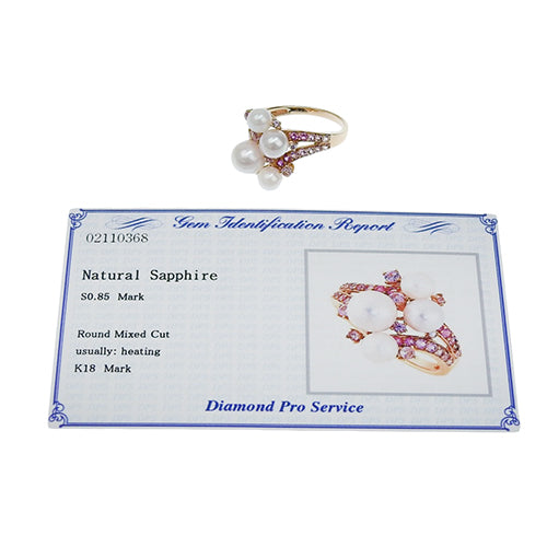 Pearl and Pink Sapphire Ring PS0.85 / K18 Pink Gold PG
