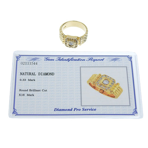 Signet Diamond Ring D0.33 K18 Yellow Gold YG Estelle