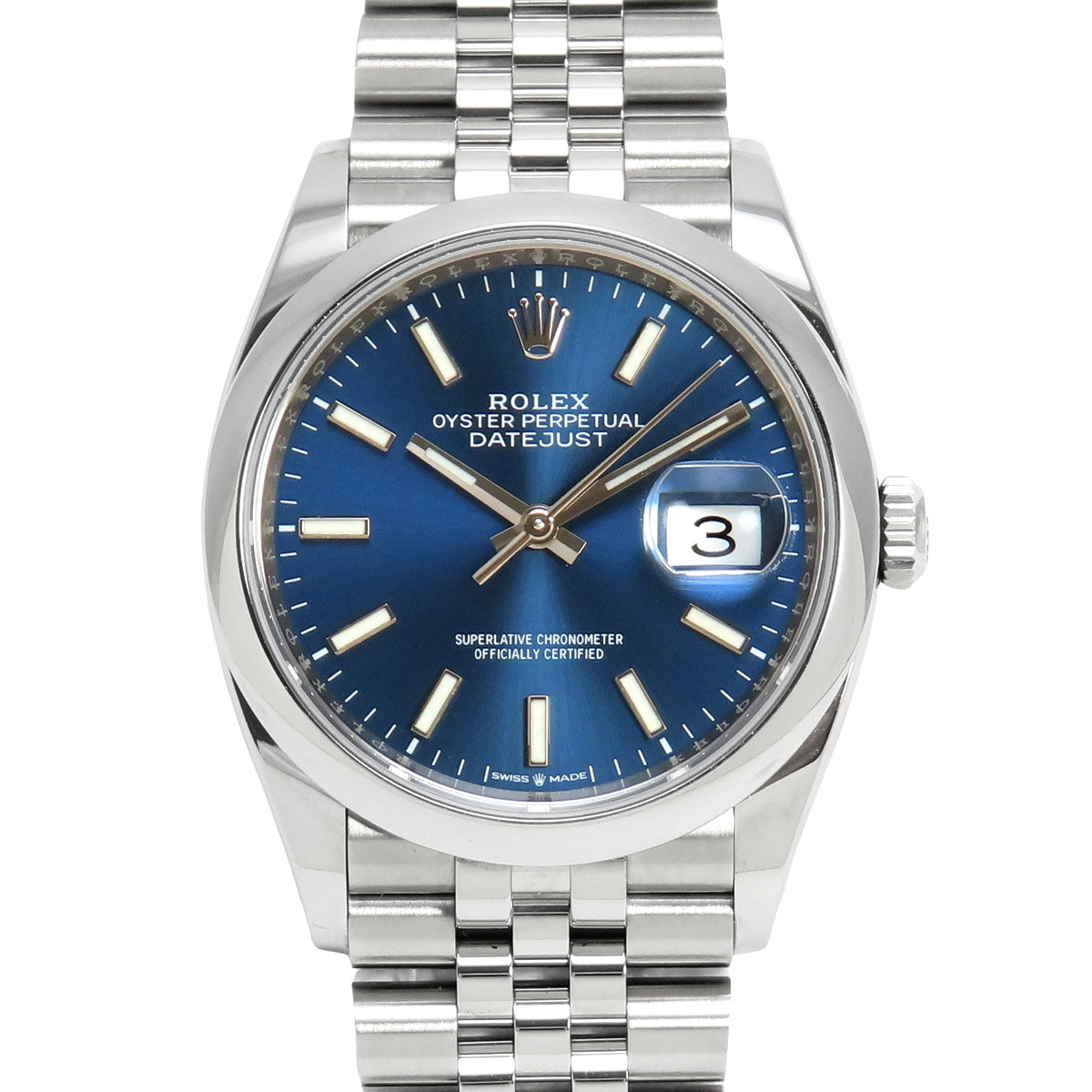 126200 Datejust 36 SS, random serial number, automatic winding, blue Jubilee bracelet.