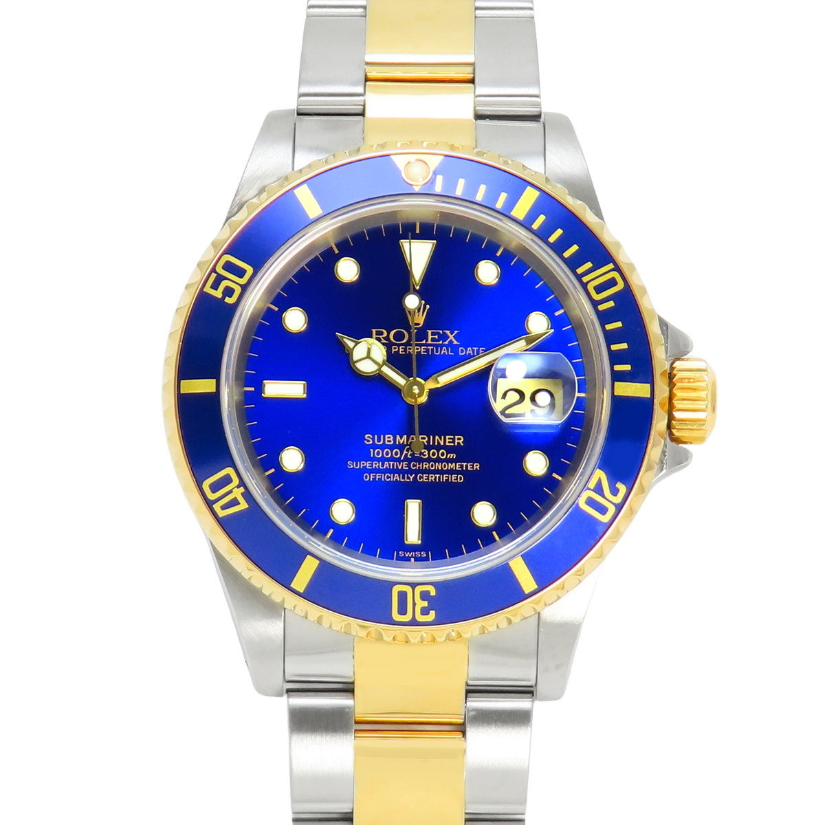 16613 Submariner Date YG/SS Stainless Steel U Serial Automatic Blue Dial