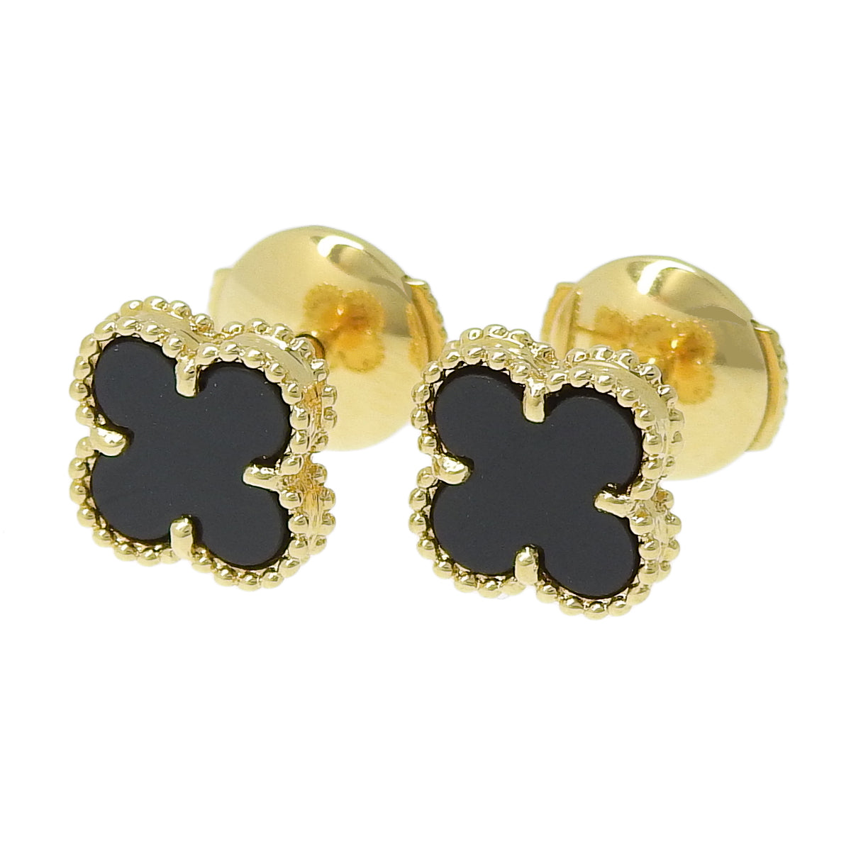 Sweet Alhambra earrings in onyx and 18K yellow gold
