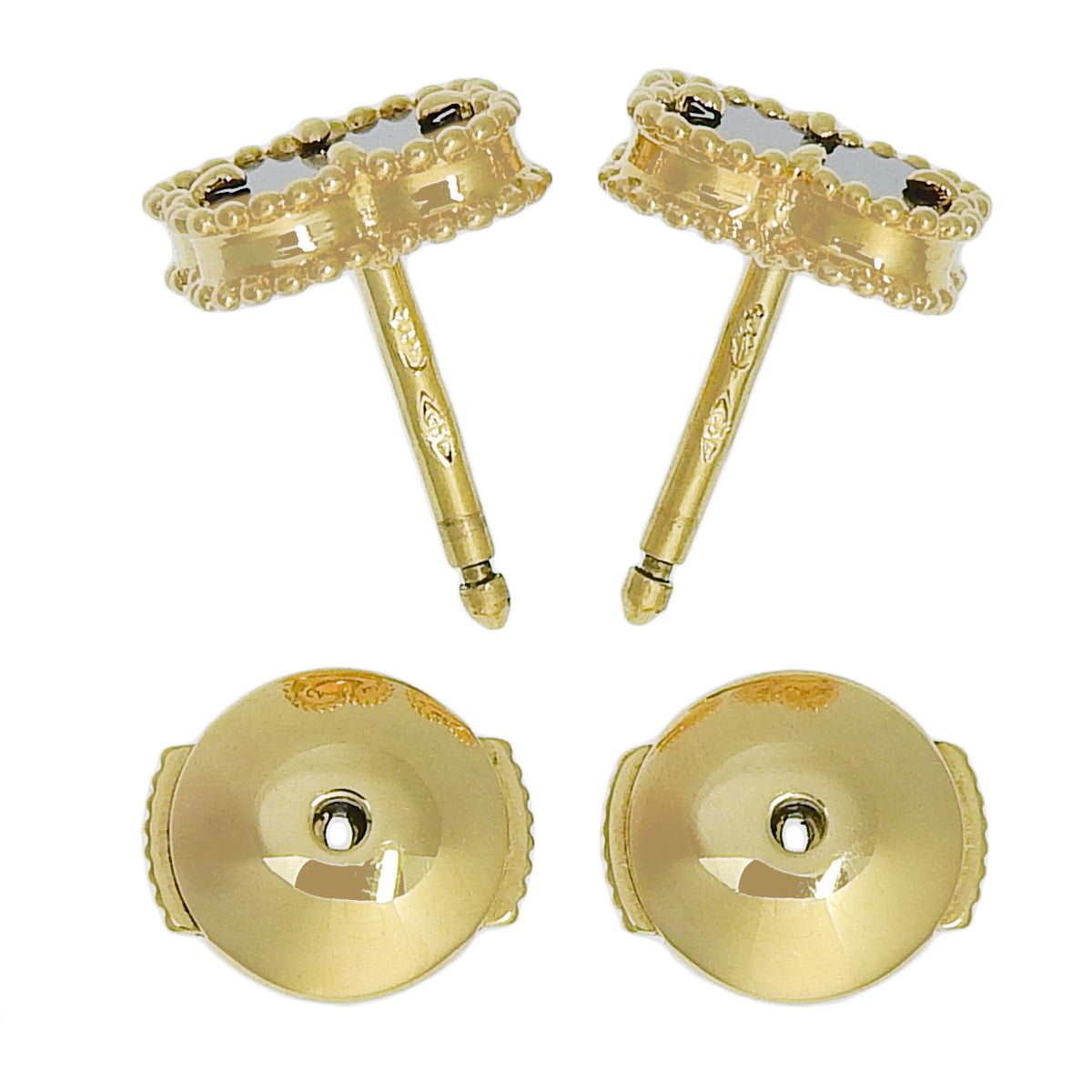 Sweet Alhambra earrings in onyx and 18K yellow gold