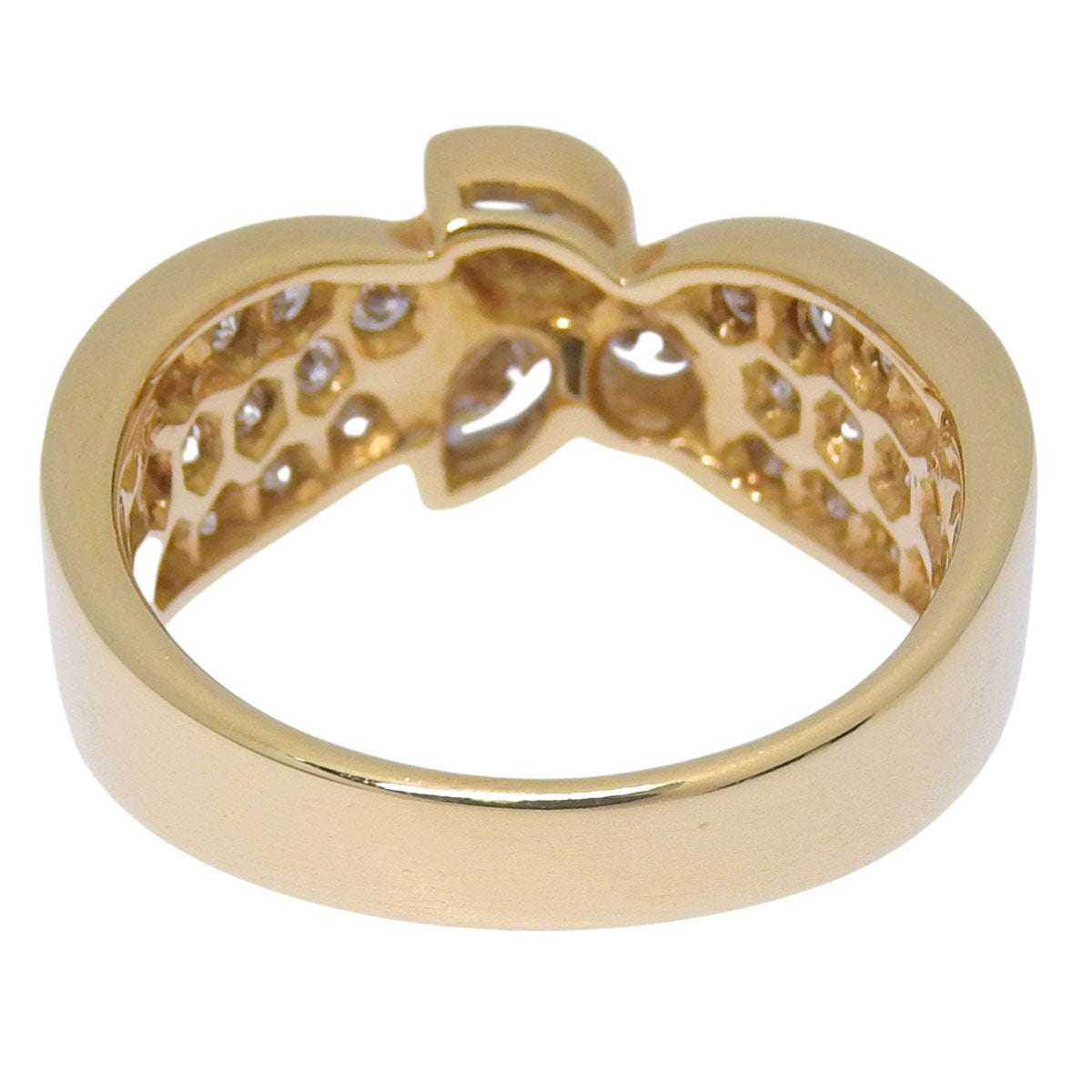 18K 黄金叶形钻石戒指 (YG)