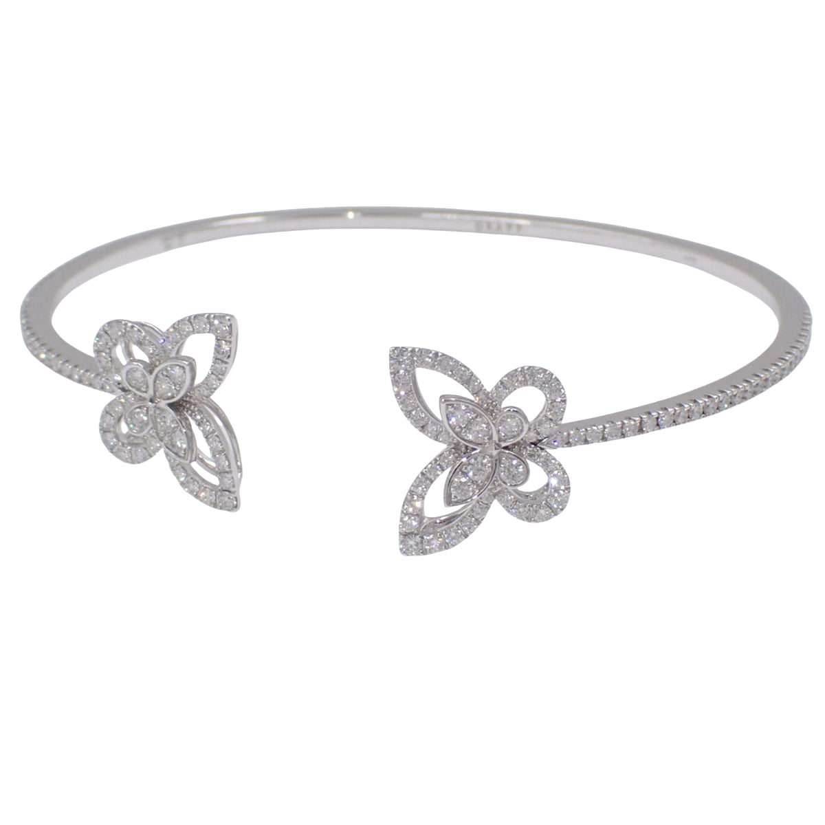 Double Butterfly Silhouette Diamond Bangle in 18K White Gold
