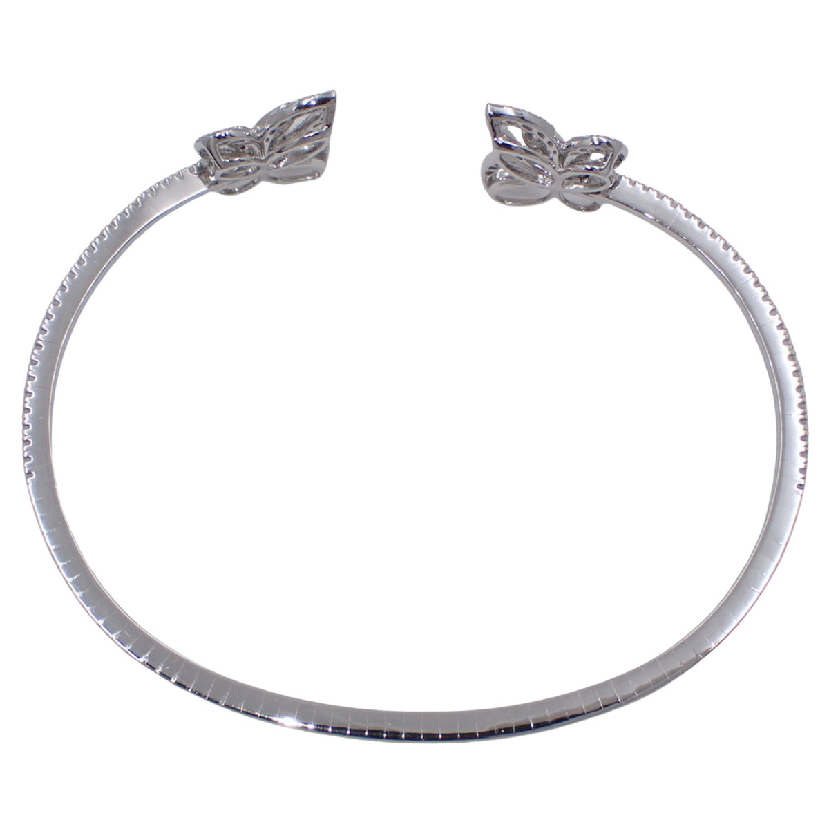Double Butterfly Silhouette Diamond Bangle in 18K White Gold