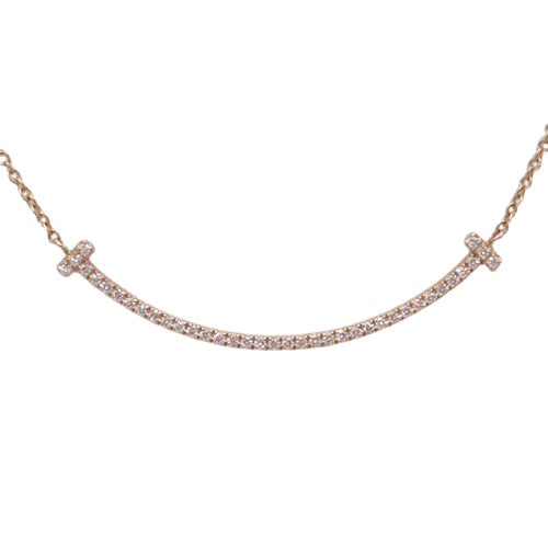 Smile Pendant Diamond K18 Pink Gold PG T Smile