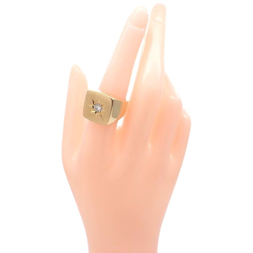 Signet Diamond Ring D0.29 K18 Yellow Gold YG 1PD