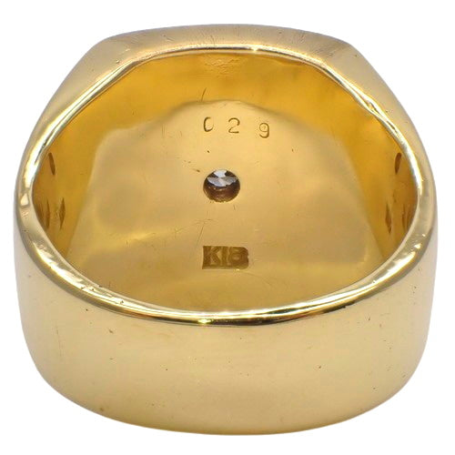 Signet Diamond Ring D0.29 K18 Yellow Gold YG 1PD