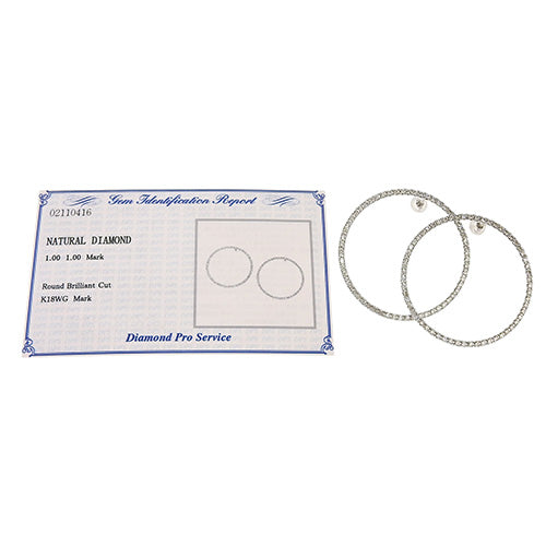 Diamond Hoop Earrings D1.00/D1.00 K18 White Gold WG