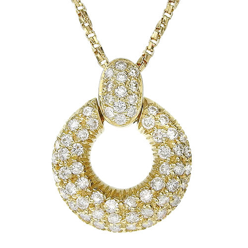 Round Diamond Necklace D1.00 K18 Yellow Gold YG