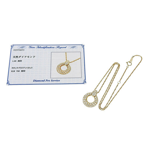 Round Diamond Necklace D1.00 K18 Yellow Gold YG