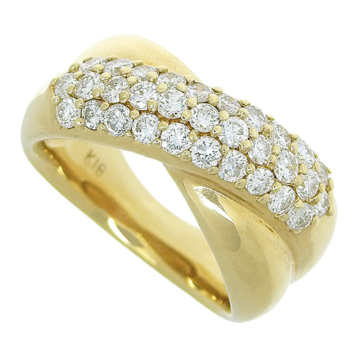 Pave Diamond Cross Ring D1.06 K18 Yellow Gold YG