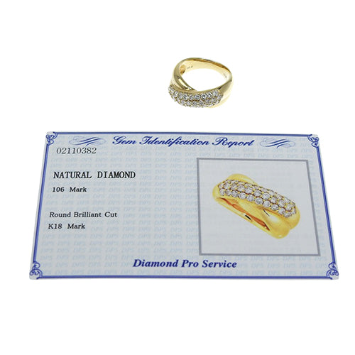 密镶钻石十字架戒指 D1.06 K18 黄金 YG