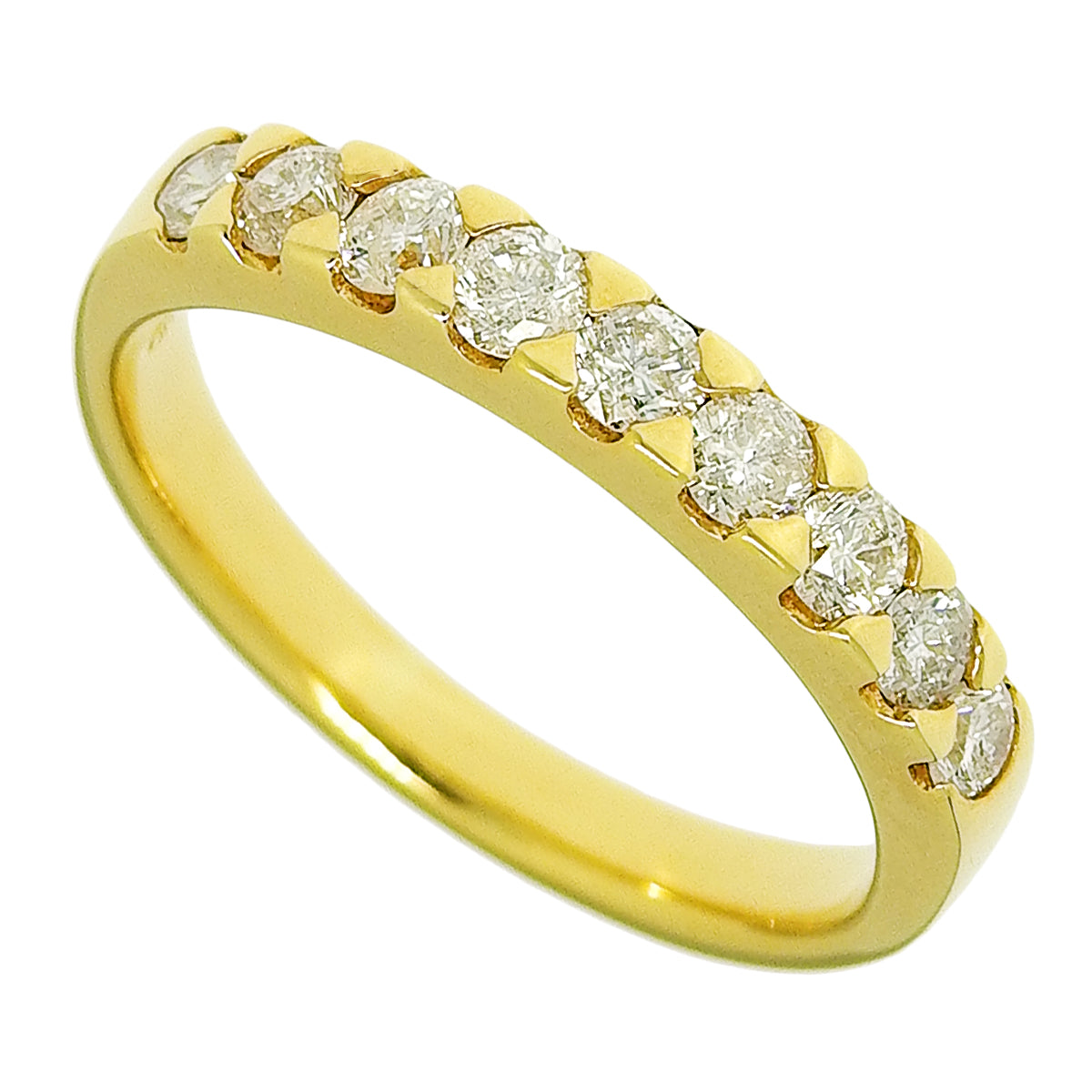 Diamond ring, 0.50 carats, 18K yellow gold, 9 small diamonds.