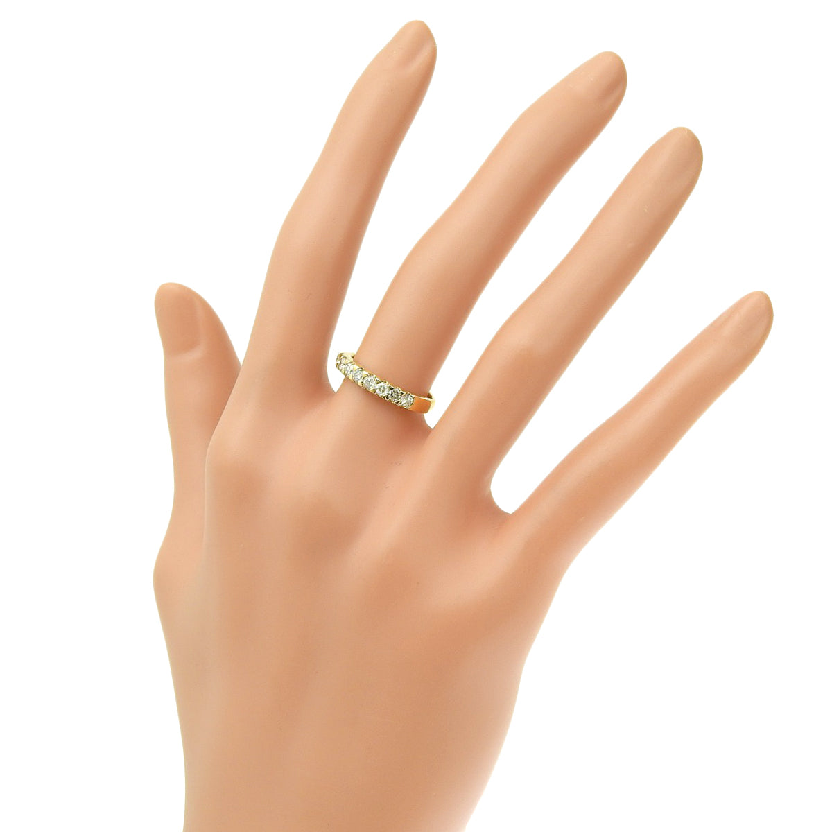 Diamond ring, 0.50 carats, 18K yellow gold, 9 small diamonds.