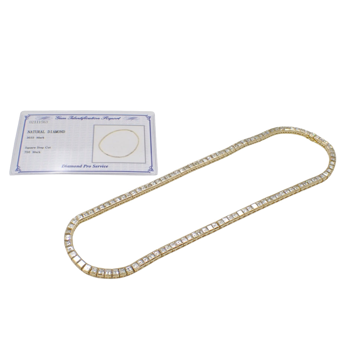 Diamond Tennis Necklace, 3.033 carats, 18K Yellow Gold