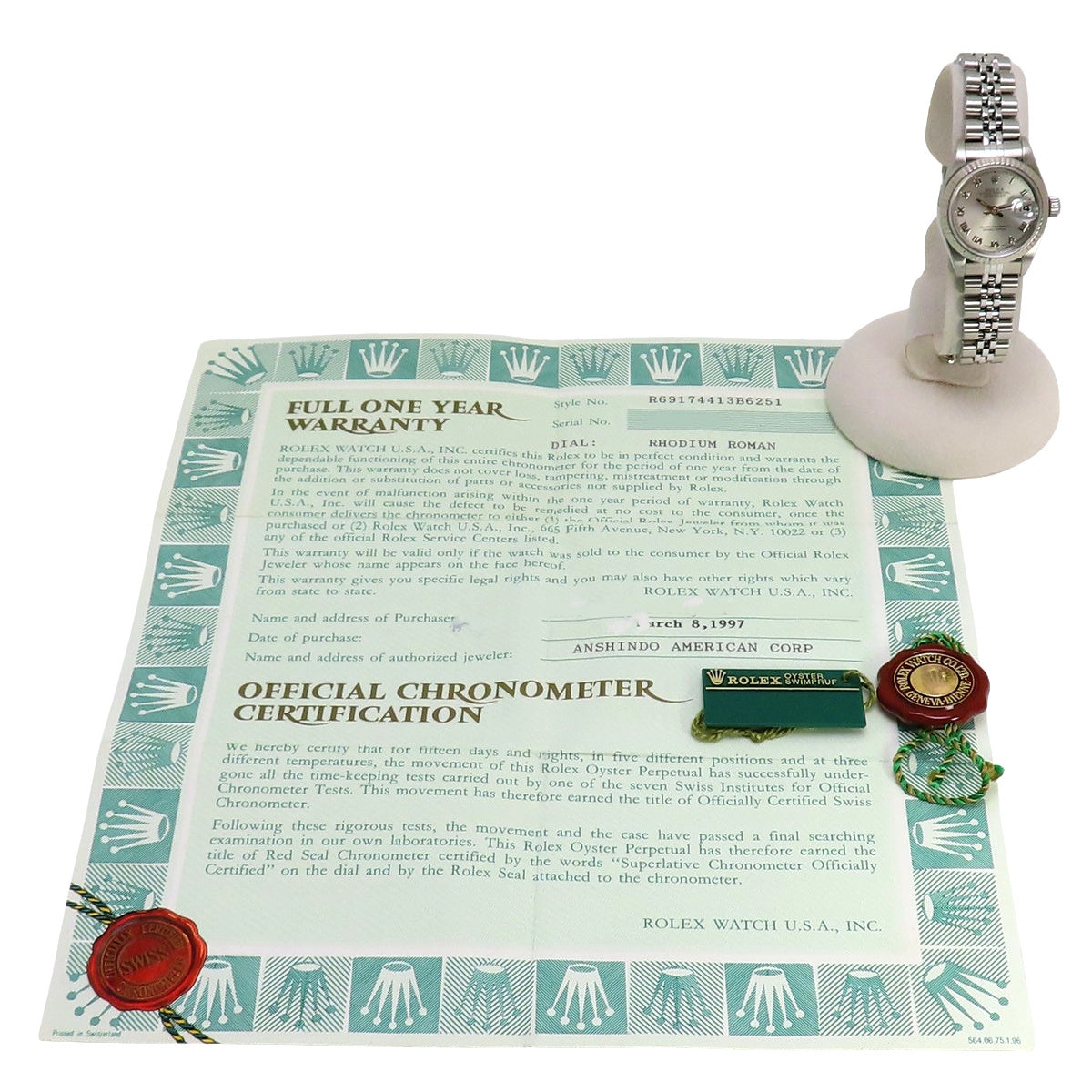 【保証書付】 69174 デイトジャスト WG/SS T番(1996年) 自動巻き グレー