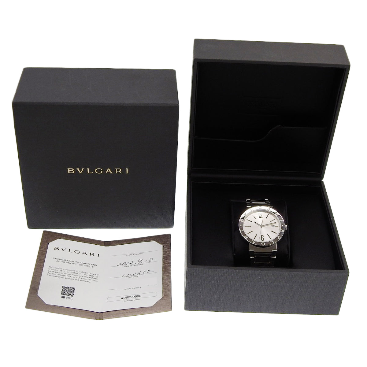 宝格丽宝格丽BB41S,精钢材质,自动上链,银色表盘,带日期显示,透底表背。