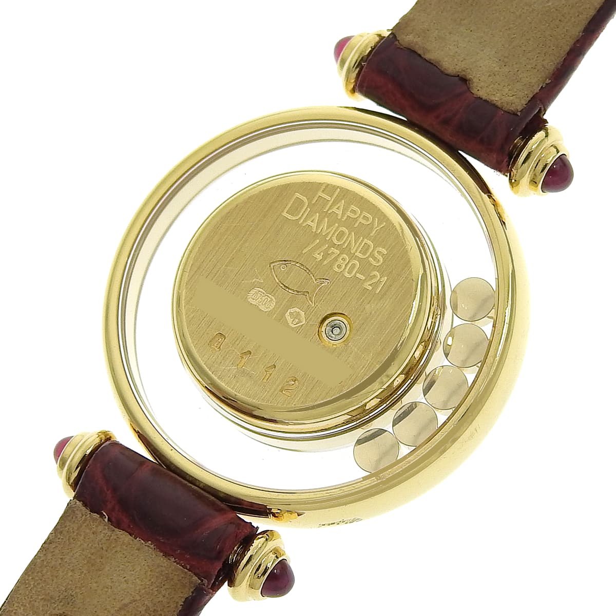 Happy Diamond 20/4780-21 YG/皮革白移动钻石石英女表