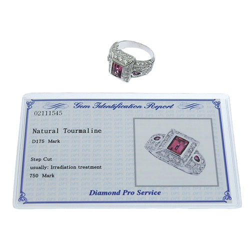 ピンクトルマリン ダイヤモンド リング D1.75 K18 ホワイトゴールド WG