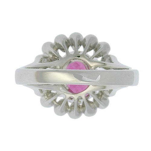 粉红碧玺与钻石花朵图案戒指,PT2.15/D0.16,18K 白金,WG