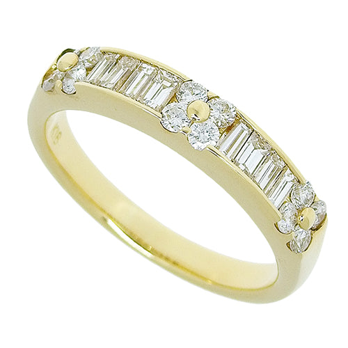 Flower Motif Diamond Ring D0.68 K18 Yellow Gold YG