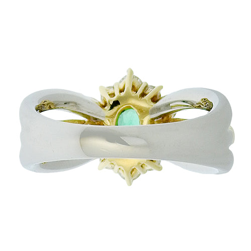 Emerald and Diamond Ring, E0.36/D0.71, Pt900 Platinum, K18 Yellow Gold, YG