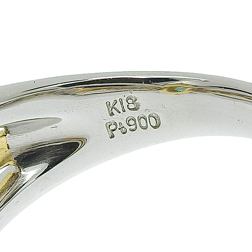 Emerald and Diamond Ring, E0.36/D0.71, Pt900 Platinum, K18 Yellow Gold, YG