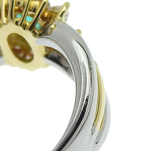 Emerald and Diamond Ring, E0.36/D0.71, Pt900 Platinum, K18 Yellow Gold, YG