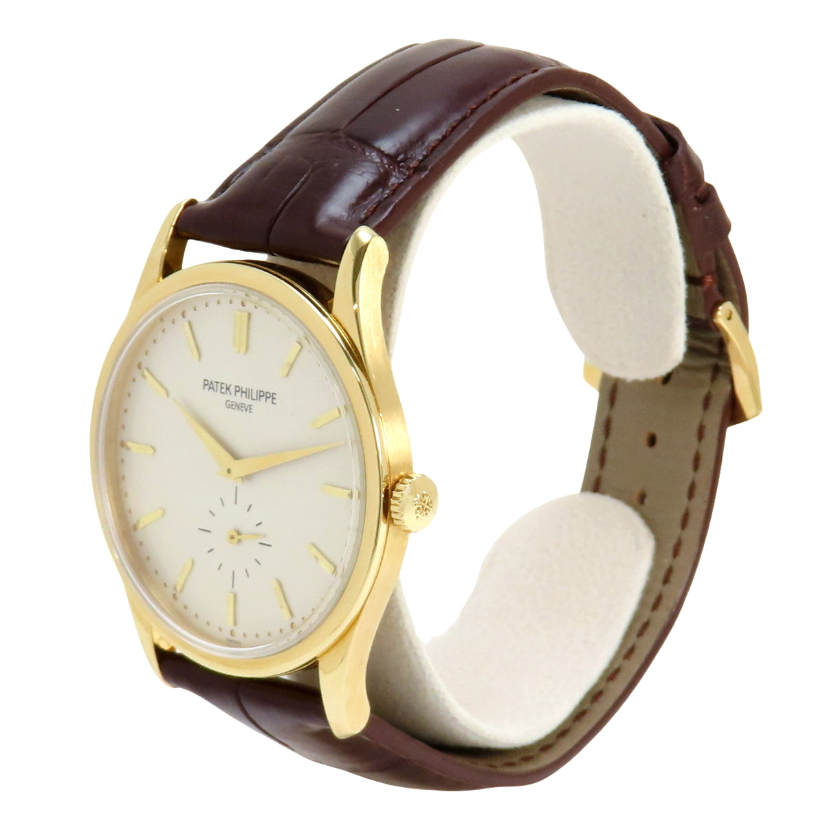 5196J-001 Calatrava YG/Leather Yellow Gold Hand-Wound Ivory