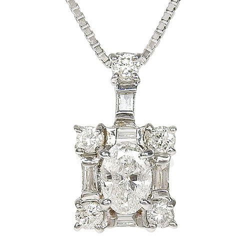Diamond necklace D0.33,0.31 K18 white gold WG