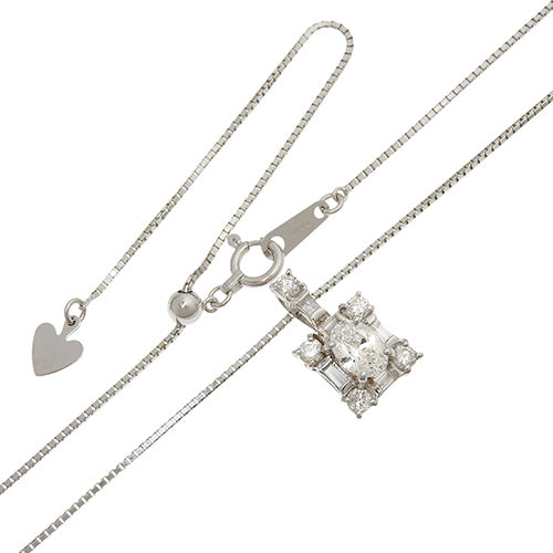 Diamond necklace D0.33,0.31 K18 white gold WG