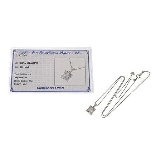 Diamond necklace D0.33,0.31 K18 white gold WG
