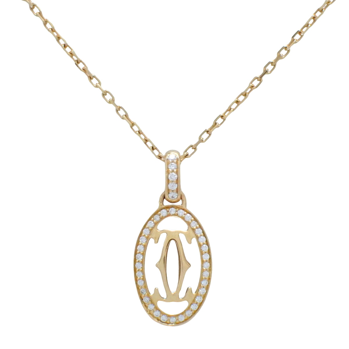 Logo Double C Diamond Necklace Diamond K18 Pink Gold PG Pendant Jewelry