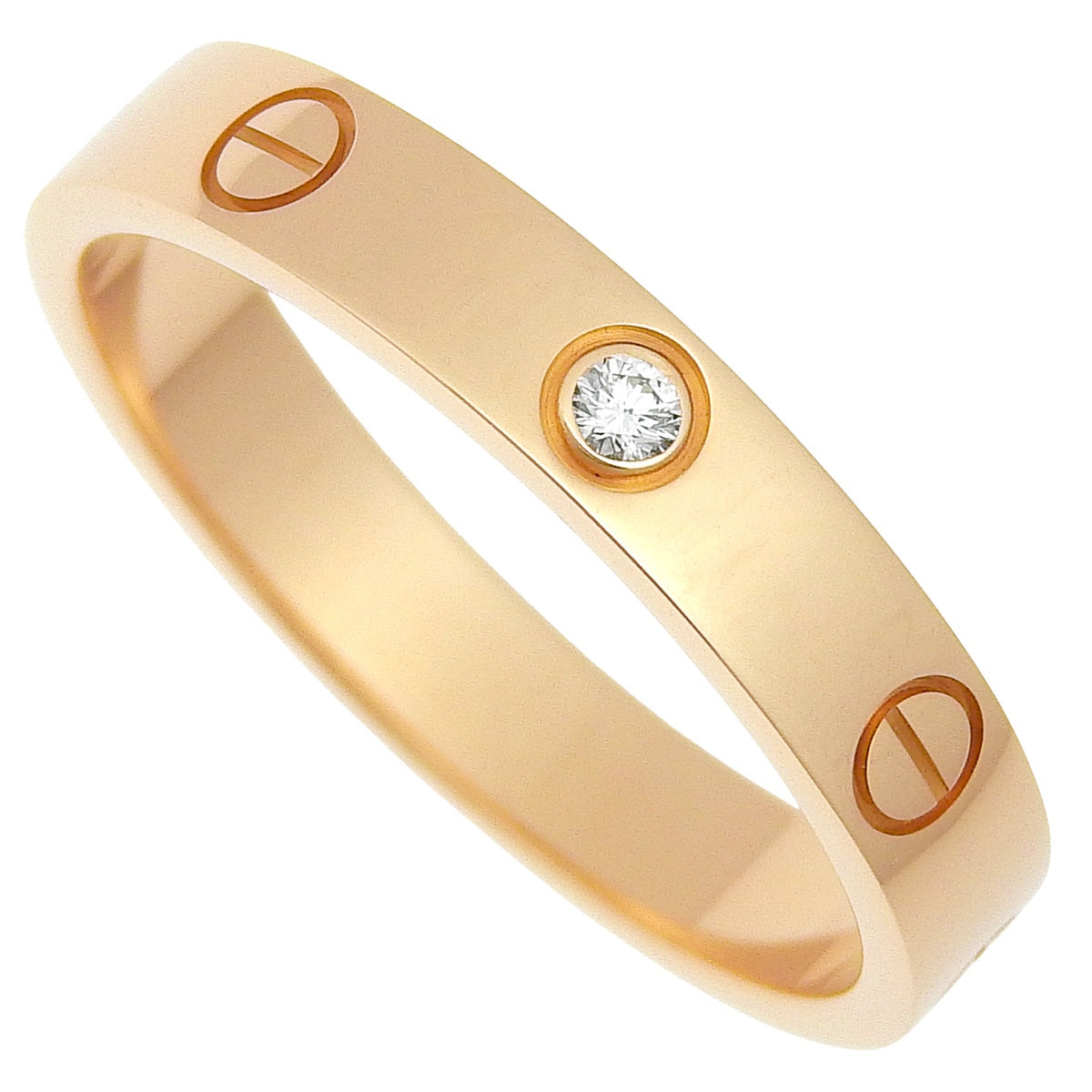 LOVE戒指,小号,1颗钻石,粉金,18K金