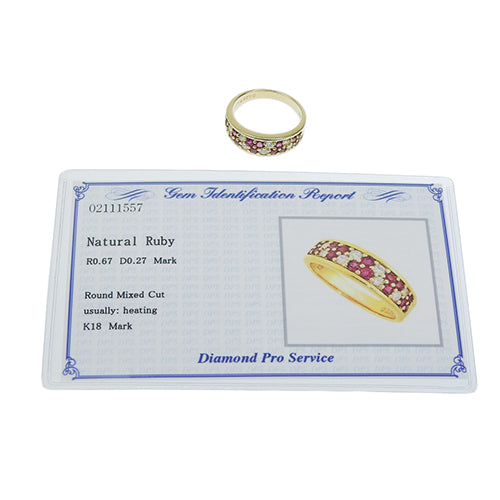 ルビー ダイヤモンド リング R0.67/D0.27 K18 イエローゴールド YG