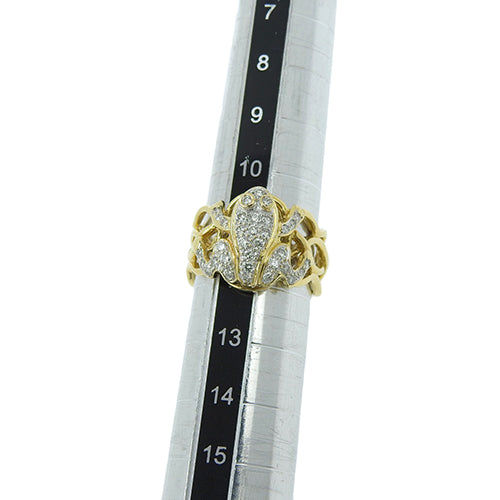 ダイヤモンド カエル リング D0.43 K18 イエローゴールド YG フロッグ