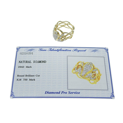 钻石青蛙戒指 D0.43 K18 黄金 YG 青蛙