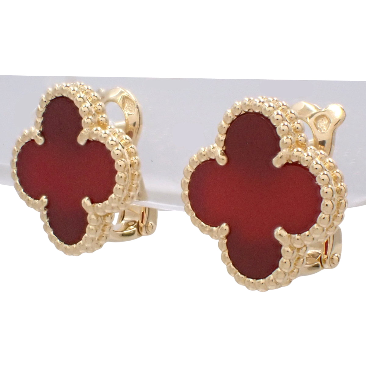 ヴィンテージ アルハンブラ ピアス カーネリアン K18 イエローゴールド YG アクセサリー ジュエリー 花モチーフ