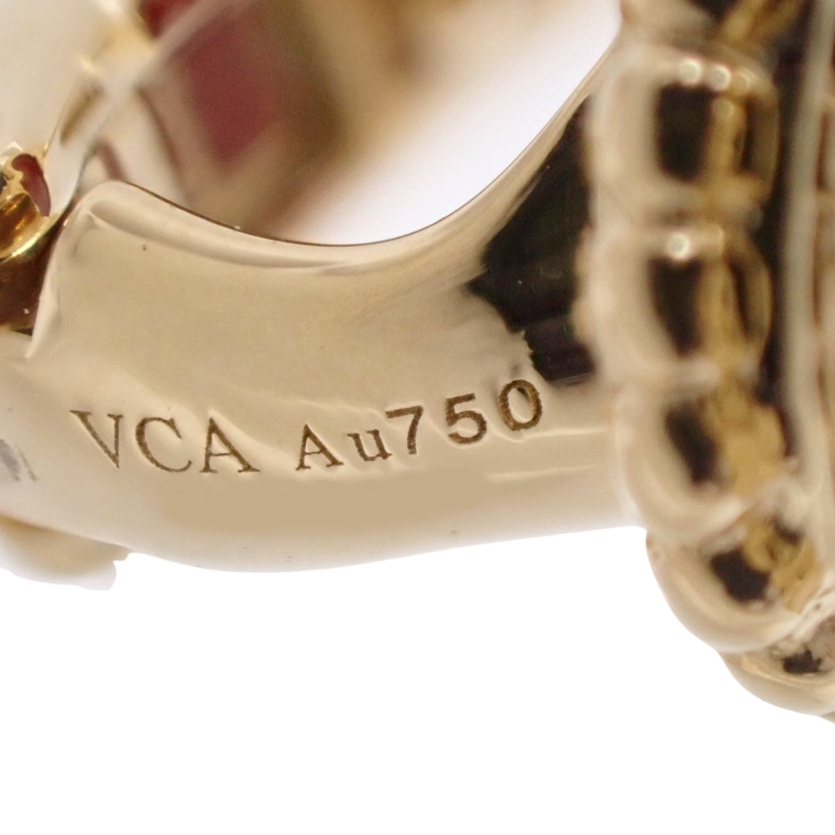 ヴィンテージ アルハンブラ ピアス カーネリアン K18 イエローゴールド YG アクセサリー ジュエリー 花モチーフ