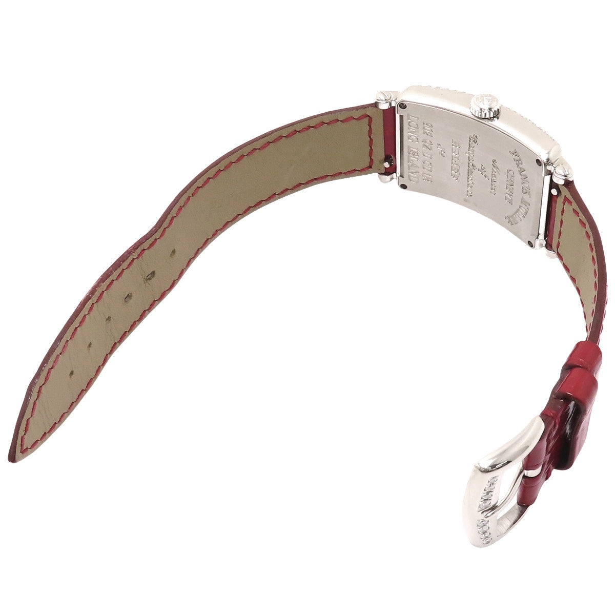 902QZD CD 1R Long Island Relief Watch, White Gold/Leather, Quartz, Black Dial