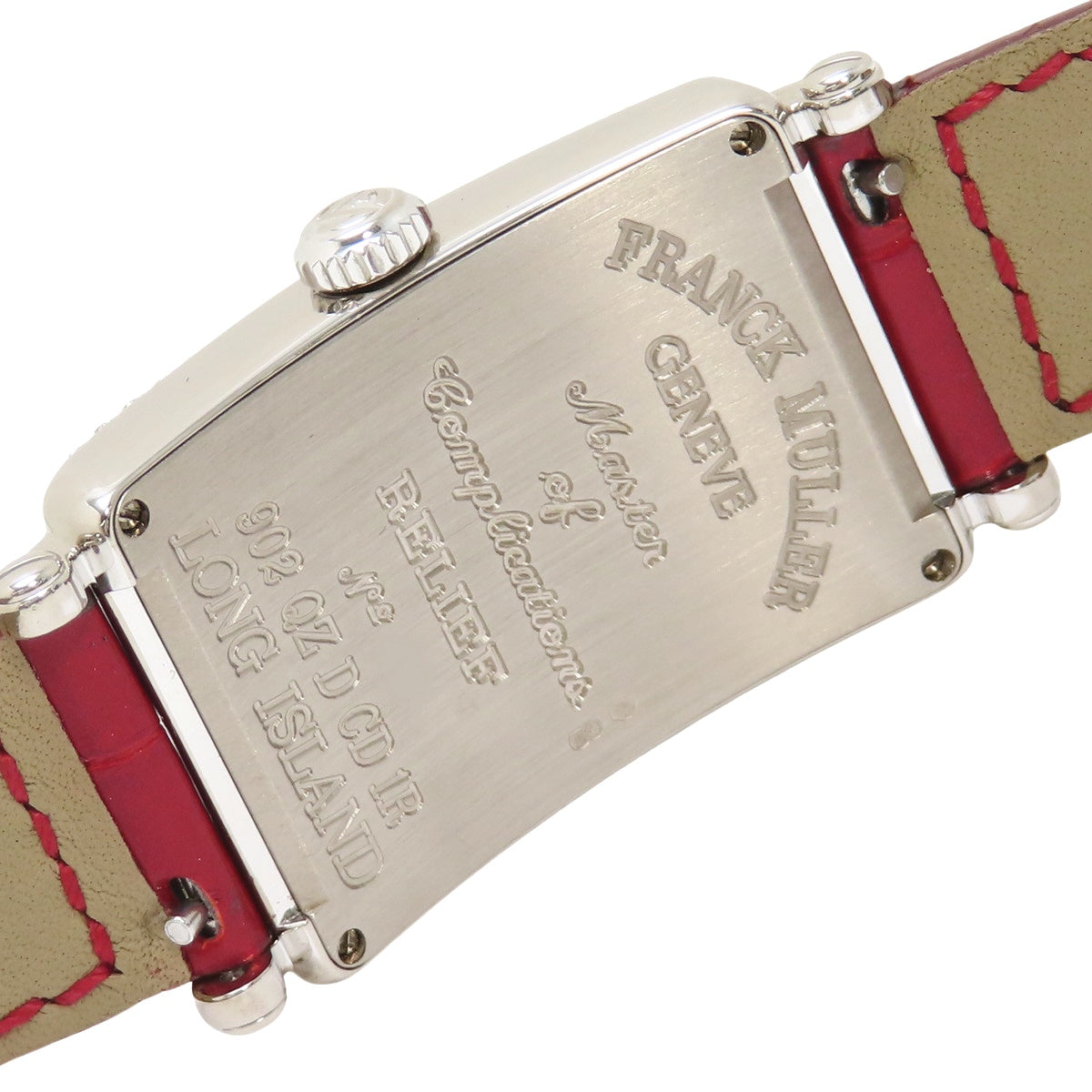 902QZD CD 1R Long Island Relief Watch, White Gold/Leather, Quartz, Black Dial