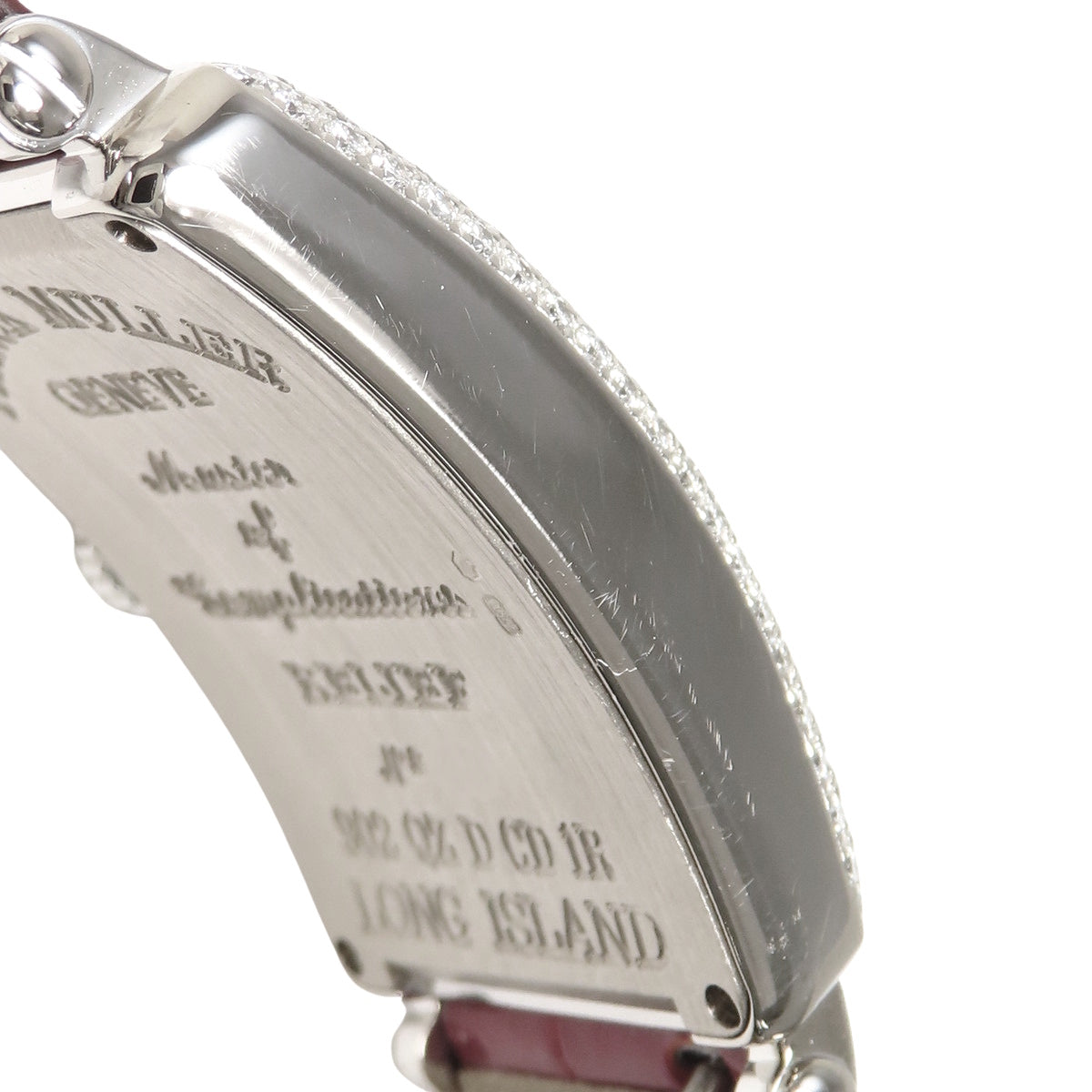 902QZD CD 1R Long Island Relief Watch, White Gold/Leather, Quartz, Black Dial