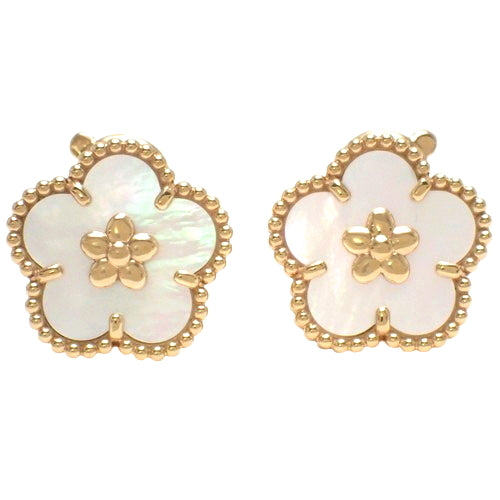 Lucky Spring Earrings Plum Blossom Mother of Pearl in 18K Rose Gold