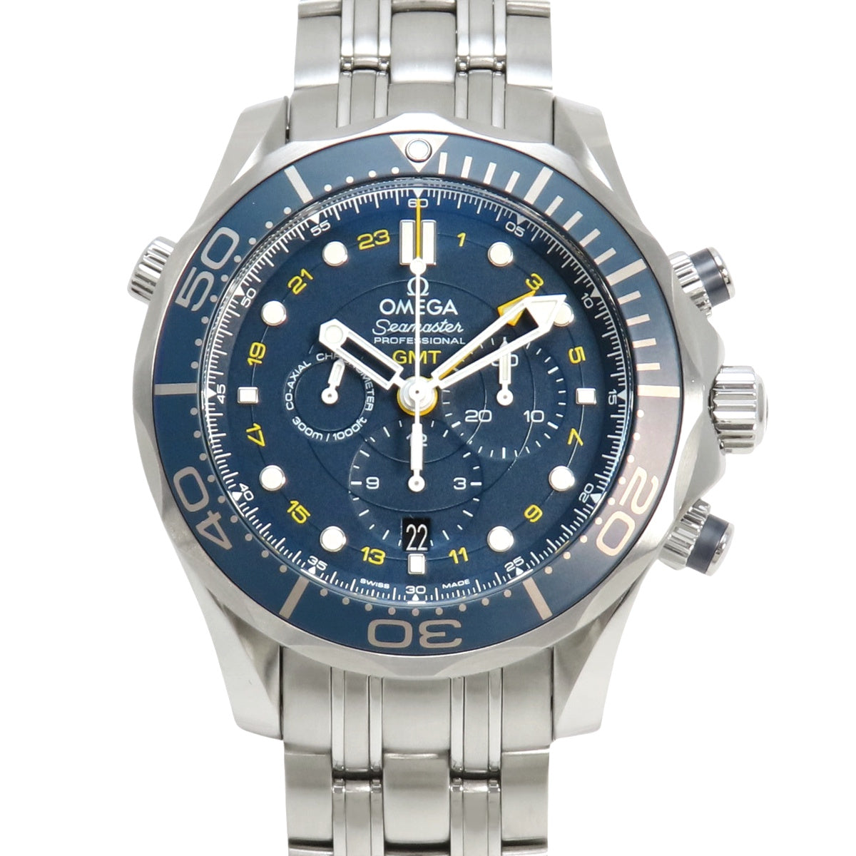 212.30.44.52.03.001 海马系列300米潜水表 同轴擒纵GMT计时腕表 精钢 自动上链 蓝色