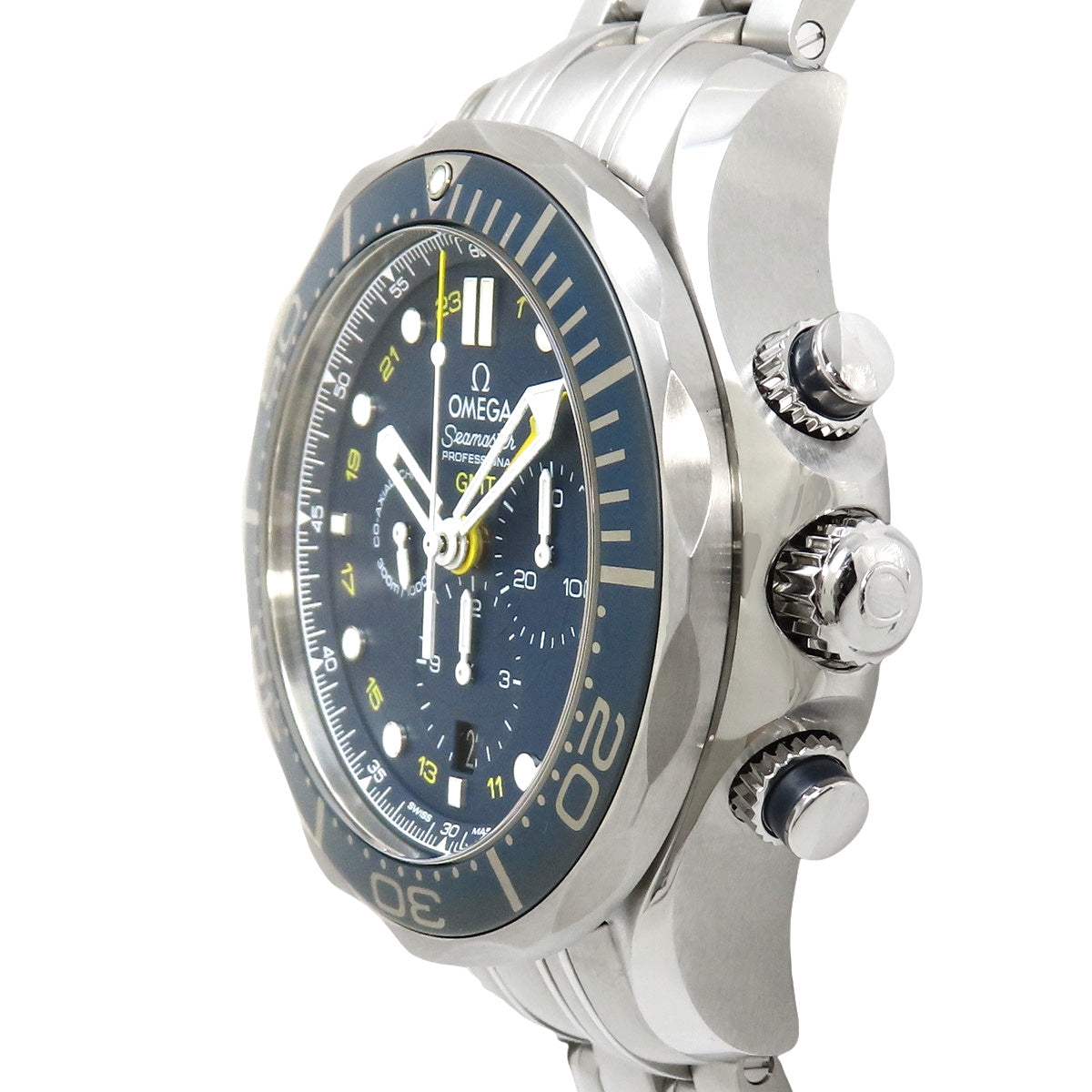 212.30.44.52.03.001 海马系列300米潜水表 同轴擒纵GMT计时腕表 精钢 自动上链 蓝色