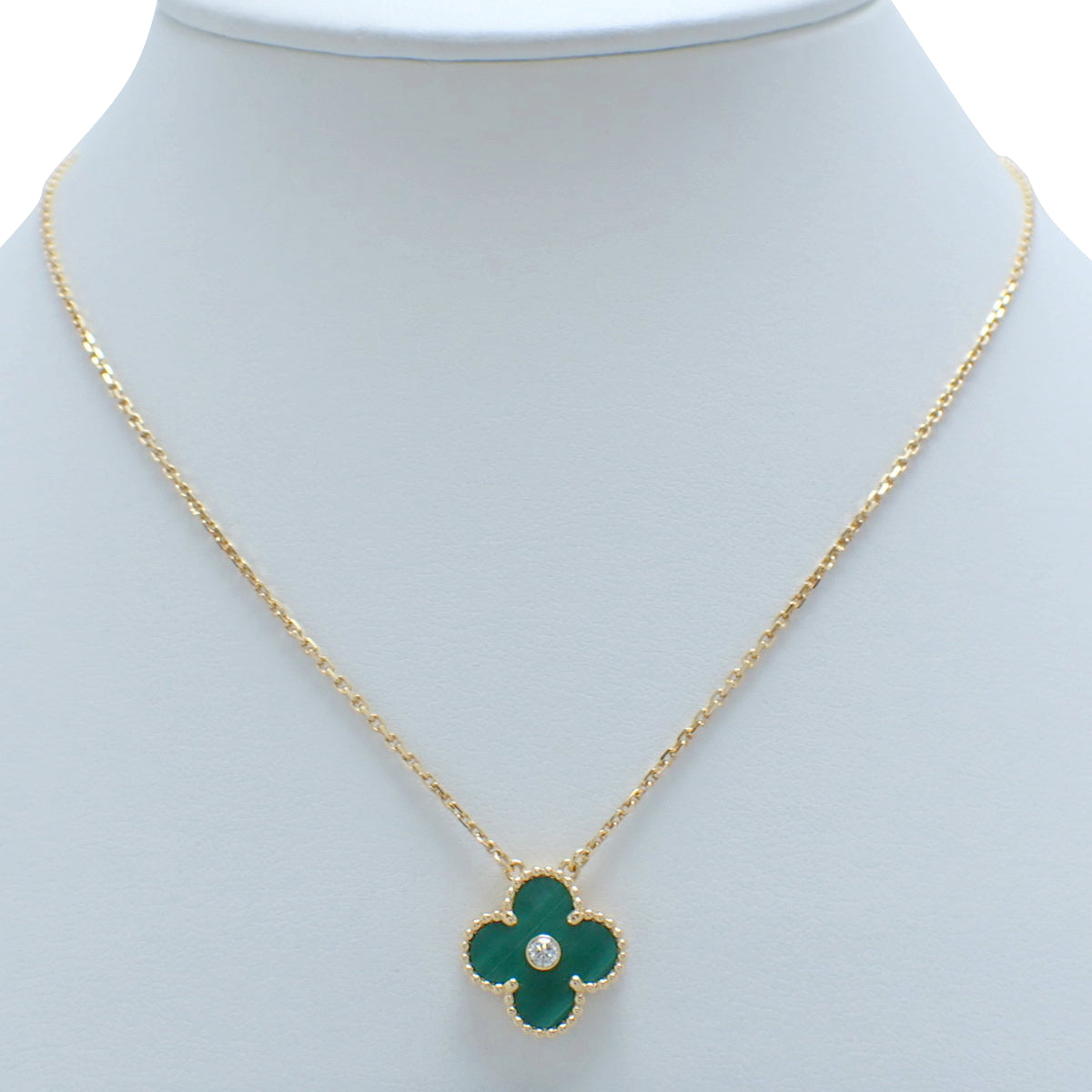 Vintage Alhambra Pendant with Malachite and Diamonds in 18K Yellow Gold (2013 Holiday Edition)