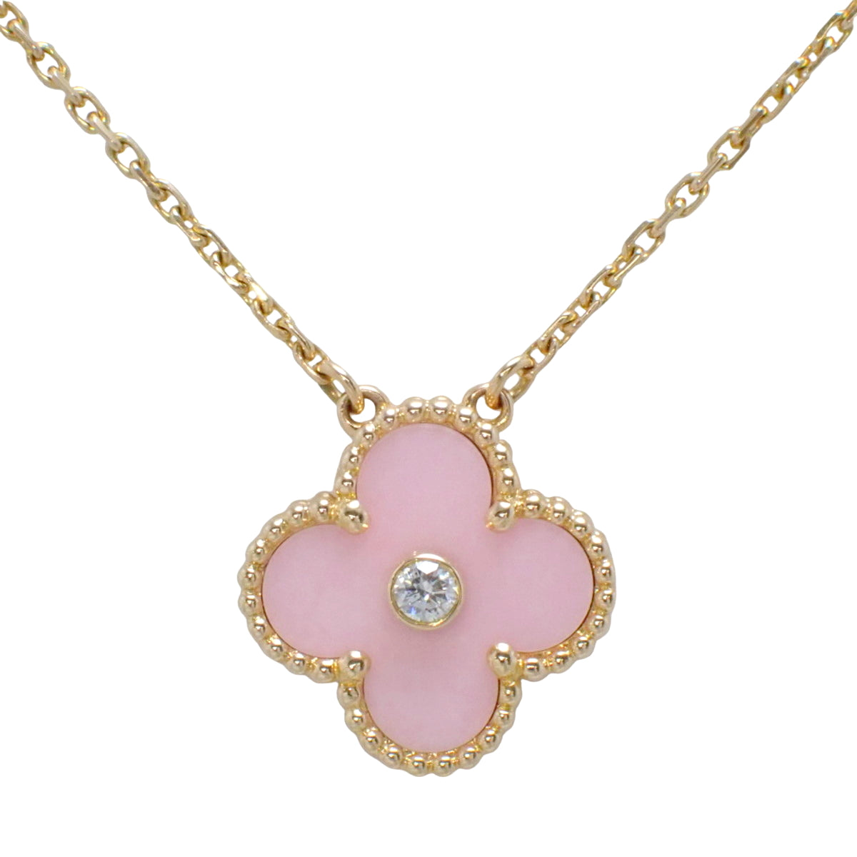 Vintage Alhambra 粉红貂皮钻石吊坠,18K 粉红金,PG,2015 年圣诞限量版